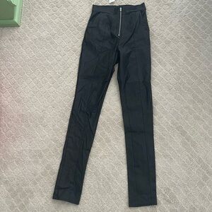 Black Faux Leather High-Waisted Pants with Zipper